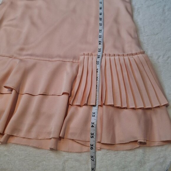 Banana Republic Satin Midi Dress Sz 6 Racerback Tiered Party Cocktail Neutral - Picture 12 of 16